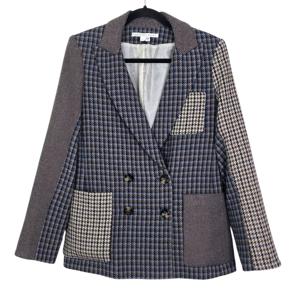 Veronica Beard Faustine Blazer Houndstooth Blue M… - image 4